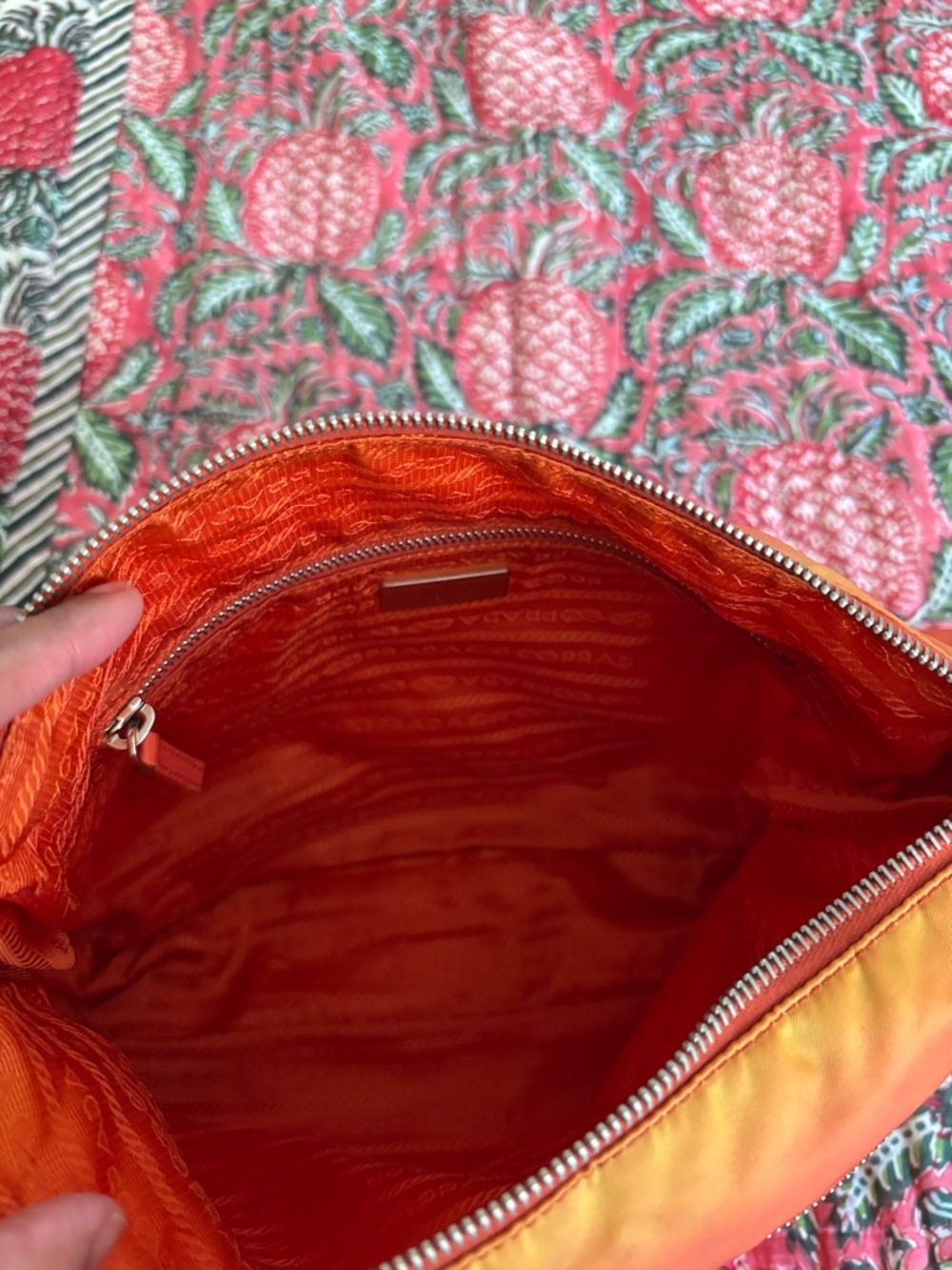 Prada Vibrant Orange Nylon Crossbody with Silver-Tone Logo - Picture 9 of 14